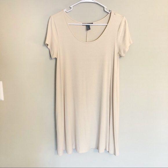 Forever 21 Dresses & Skirts - Forever 21 Ribbed T-Shirt Dress Cream
